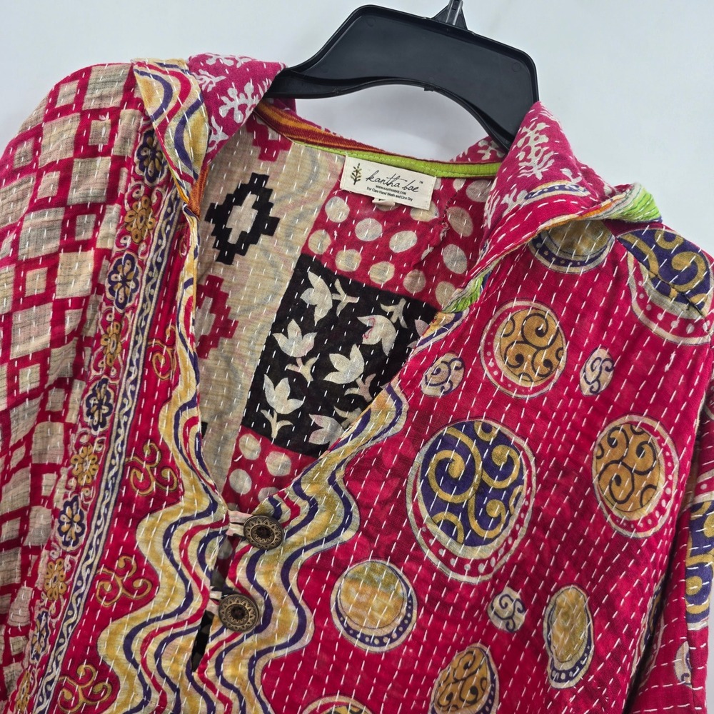 Kantha Bae Bathing Suit Cover Up Hooded Patchwork Boho Free Size Mumu